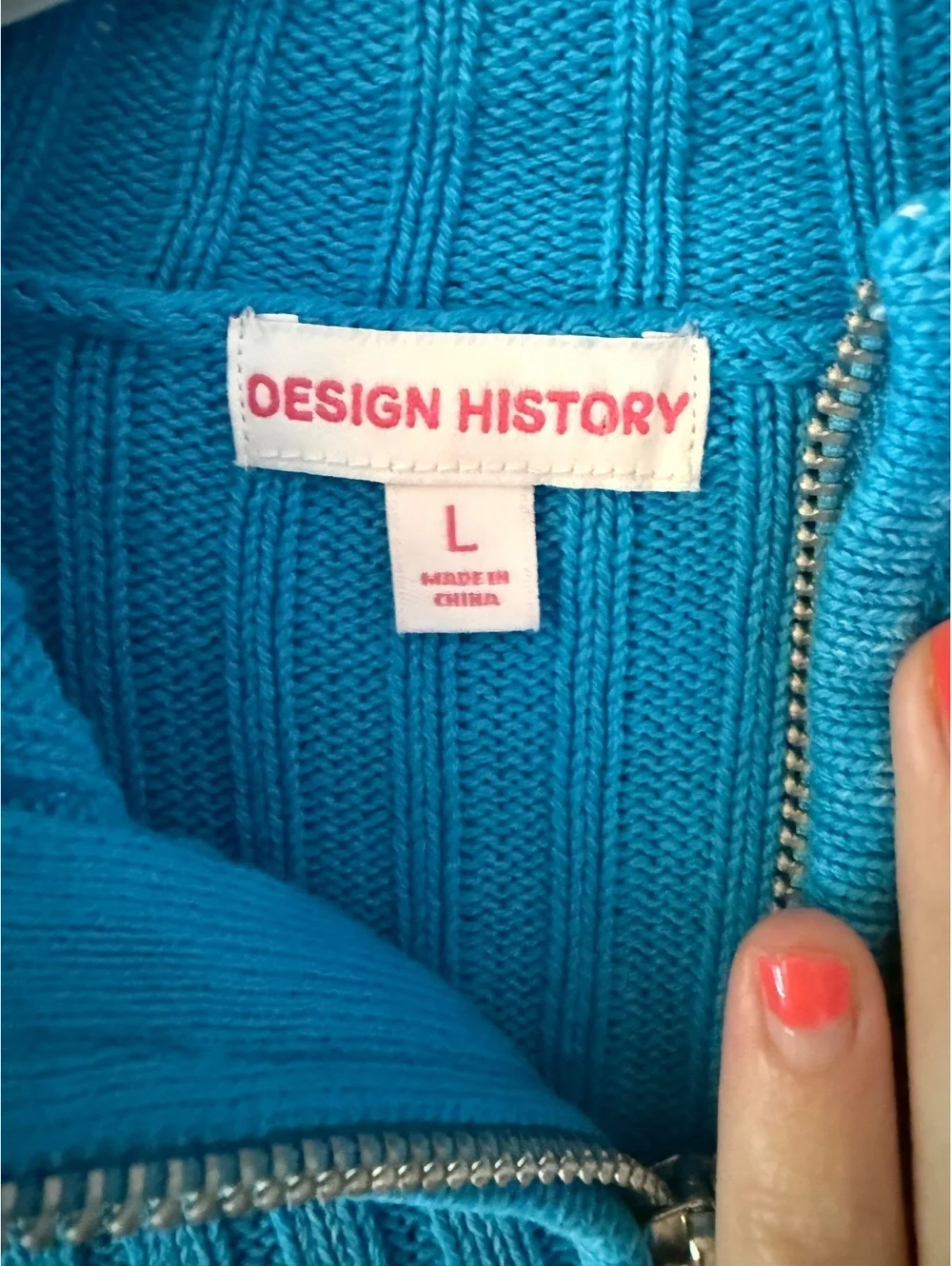 Girls Large Design History Blue Full Zip Sweater